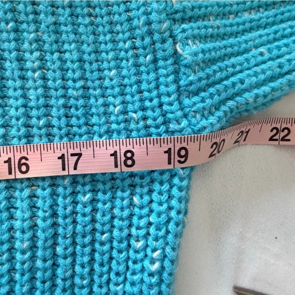 Yessica Aqua Short Sleeve Knit Sweater Textured Cotton Blend Women’s Size small